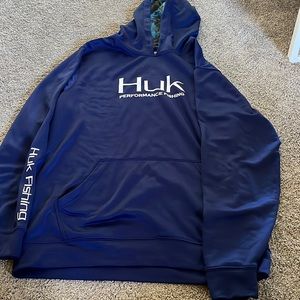 Men’s blue long sleeve hoodie hum fishing brand